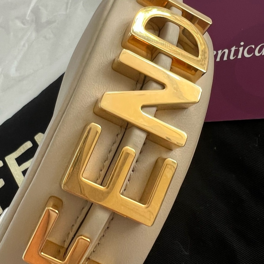 FENDI auth. Cream&Gold mini bag